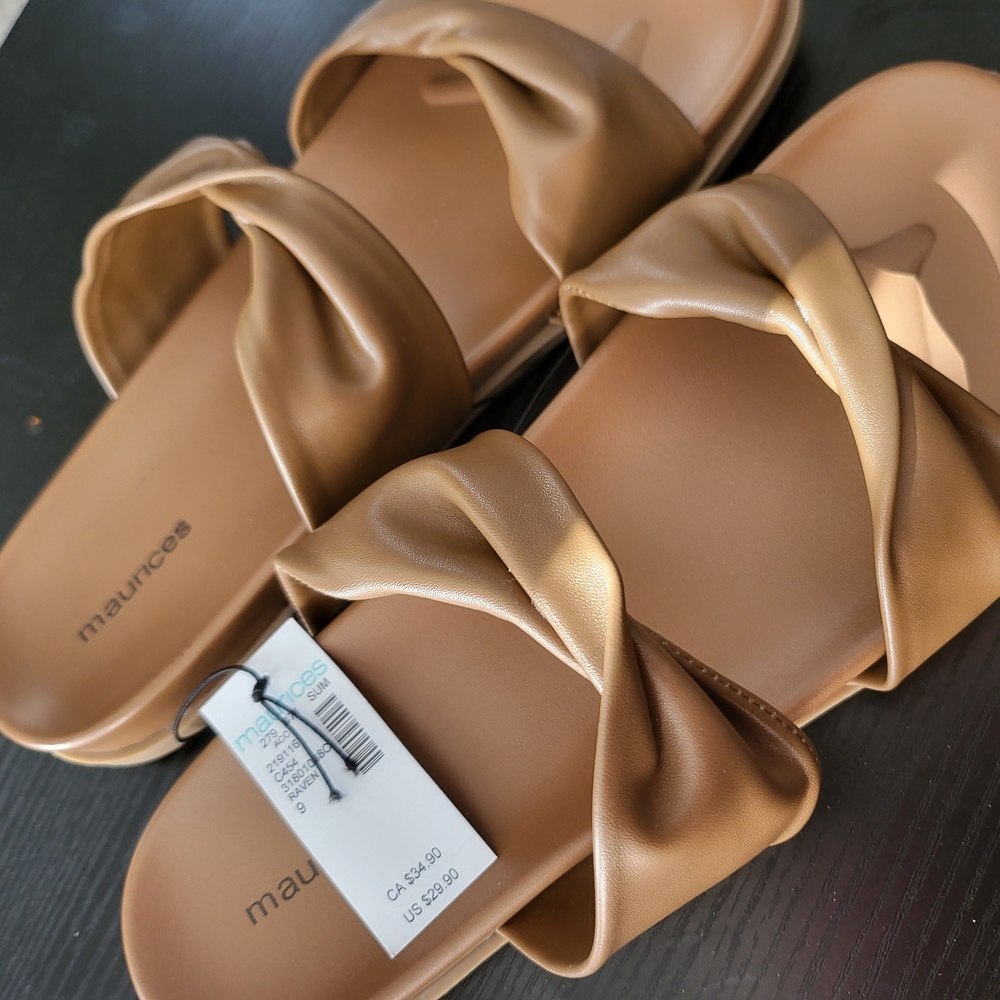 Maurices Tan Sandals with Modern Twisted Design